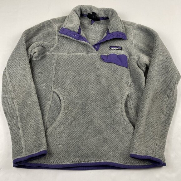 Patagonia 1/4 Snap Pullover Sweater Women’s XS Gray Purple Outdoors - Picture 1 of 10
